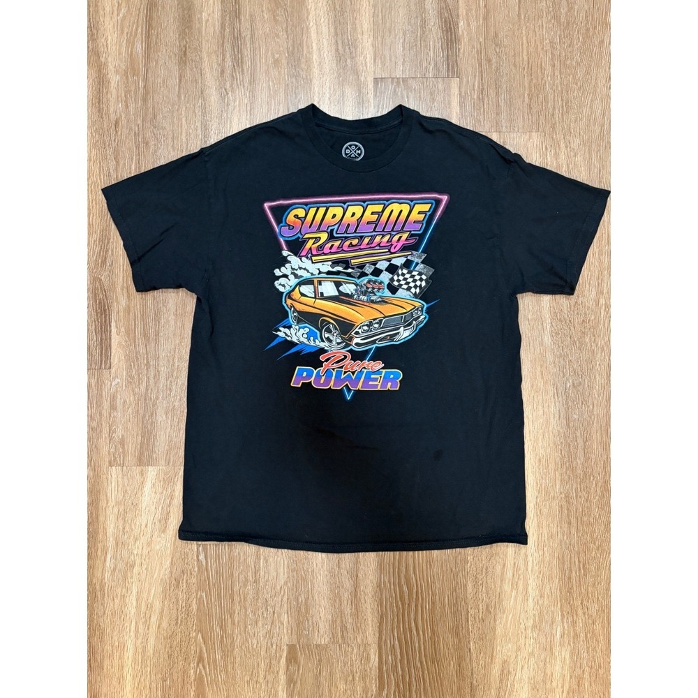 DOM Supreme Racing Pure Power Muscle Car Graphic T-Shirt Mens XL Black Short Slv
